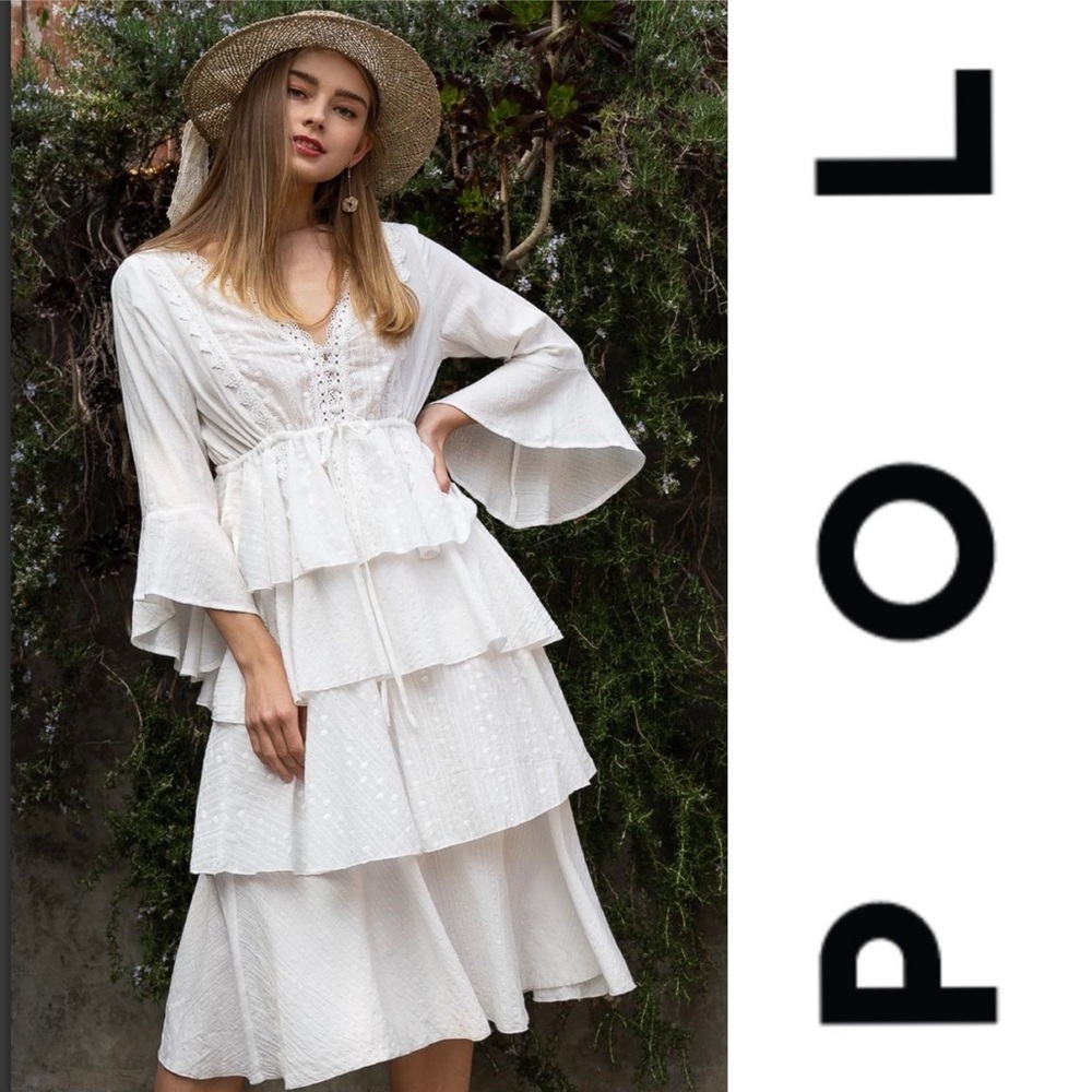 POL Romantic White Lace Dress - Picture 2 of 4
